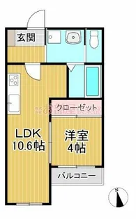 江戸屋敷アパートA棟【202号室】の間取り