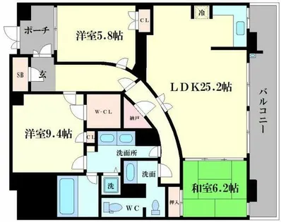 ロイヤルパークスなんば【1406号室】の間取り
