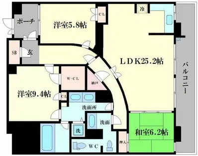 ロイヤルパークスなんば【1406号室】の間取り