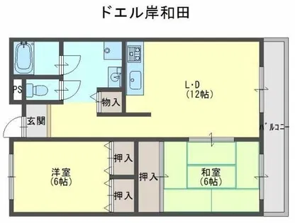ドエル岸和田【3階】の間取り
