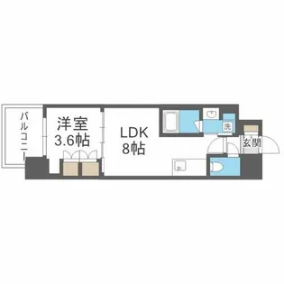 ソルレヴェンテ北堀江Q【8階】の間取り
