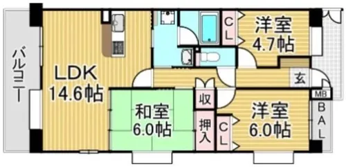 チサンマンション南福岡参番館【204号室】の間取り