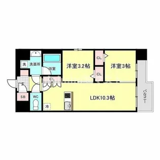 スプランディッド弁天町WEST【5階】の間取り