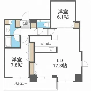 クロスレジデンス大阪新町【20階】の間取り