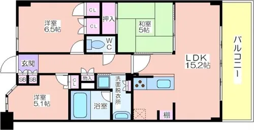 リバーガーデンコスモスクエア【5階】の間取り