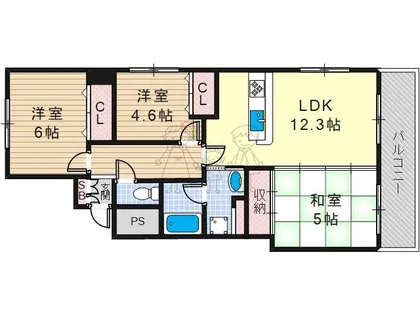 エスリード北田辺第3【3階】の間取り