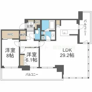 グランドメゾン新梅田タワー THE CLUB RESIDENCE【44階】の間取り
