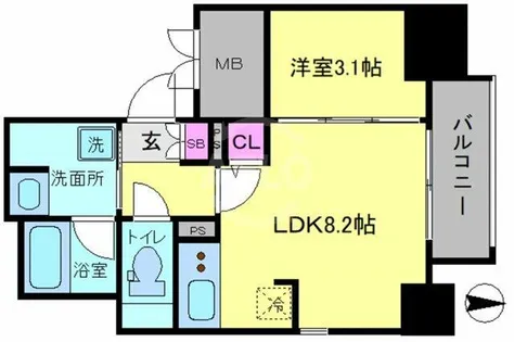 シーズンフラッツ靭本町【701号室】の間取り