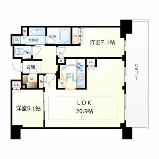 グランドメゾン新梅田タワー THE CLUB RESIDENCE【29階】の間取り