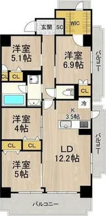 インプルーブ天満大手通【8階】の間取り