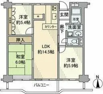 グリーンコーポ茶屋ヶ坂【10階】の間取り