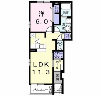コーポラス高塚Ⅱ【1階】の間取り