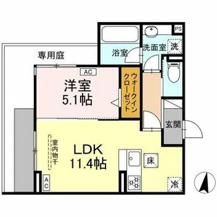 グランディール レオン【1階】の間取り