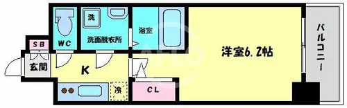エスリード大阪京橋フロレゾン【9階】の間取り