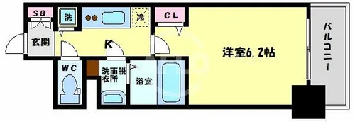 プレサンスタワー北浜【9階】の間取り