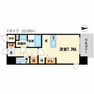 プレサンスタワー北浜【7階】の間取り