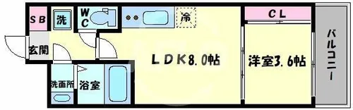セレニテ北久宝寺【9階】の間取り