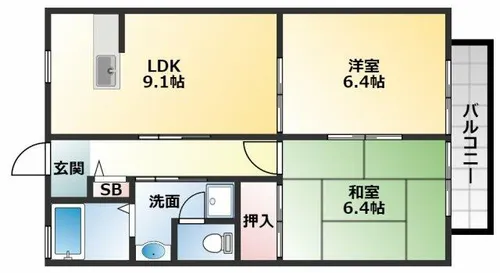 アーバンハイツB【2階】の間取り