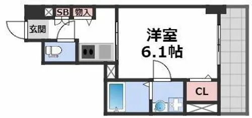 S-RESIDENCE南堀江【6階】の間取り
