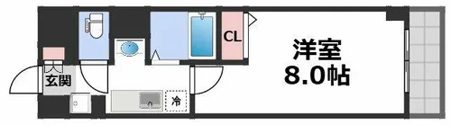 オレンジコート西心斎橋【4階】の間取り