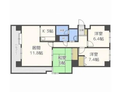 アルファスクエア円山【707号室】の間取り