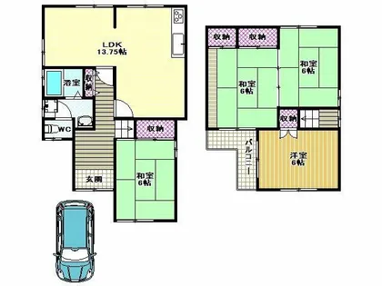 大阪府羽曳野市南古市1丁目【一戸建】の間取り