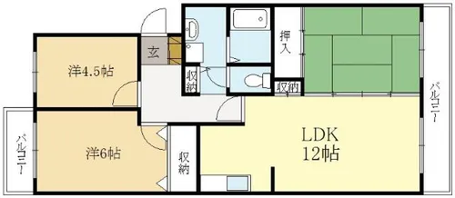ハイランドヒル一里山【103号室】の間取り