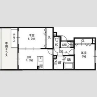 レジェンドコート琴似【1階】の間取り