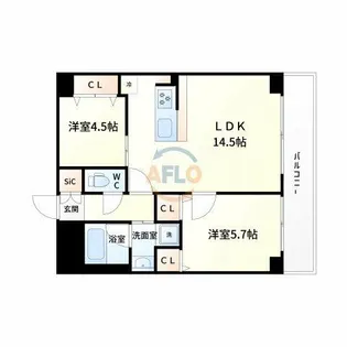 カルム小西Ⅴ【6階】の間取り