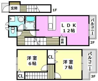 グッドウェリング上ノ坂【202号室】の間取り