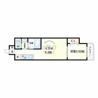 Monotone弁天町【4階】の間取り