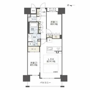 ファインフラッツ南森町【12階】の間取り
