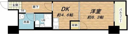 ライオンズマンション上本町【2階】の間取り