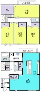 六麓荘ヒルズE棟【5号室】の間取り