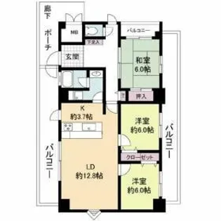 エルセレーノ九条【8階】の間取り