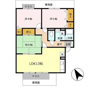 23番館 B【102号室】の間取り