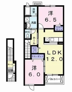 メゾンソレイユ野口【202号室】の間取り