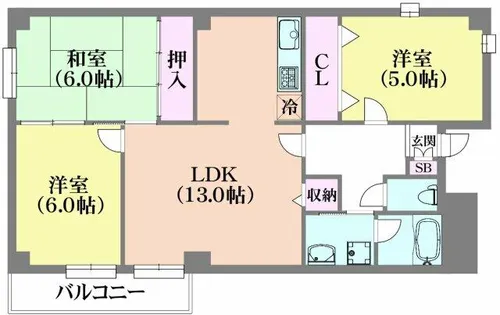 カルム湊川【6階】の間取り