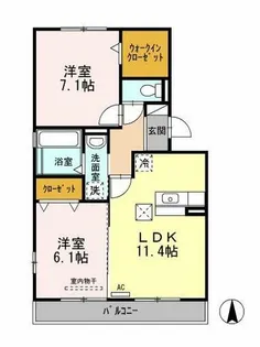 クレシア A【103号室】の間取り