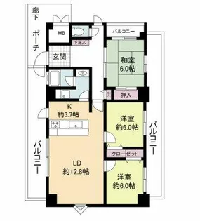 エルセレーノ九条【8階】の間取り