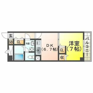 ブルネン武庫之荘【608号室】の間取り