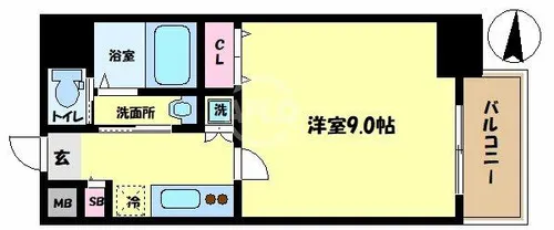 モノトーン難波【9階】の間取り
