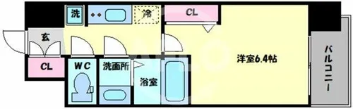 エステムコート四天王寺夕陽丘Ⅱ【3階】の間取り
