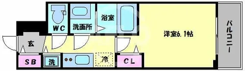 プレサンスOSAKA DOMECITY ワンダー【7階】の間取り