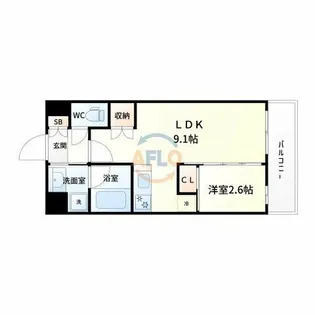 コンフォリア・リヴ淡路【4階】の間取り