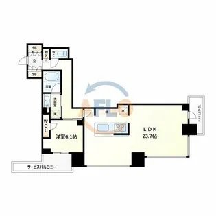 シエリアタワー大阪堀江【18階】の間取り