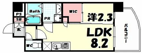 セレニテ三宮プリエ【801号室】の間取り