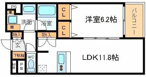 セレッソコート上本町EAST【3階】の間取り