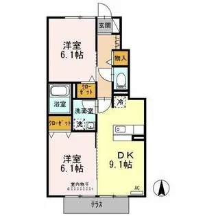 アムールエスポア【1階】の間取り