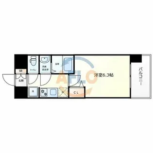 プレサンス天王寺ヴィヴァン【6階】の間取り